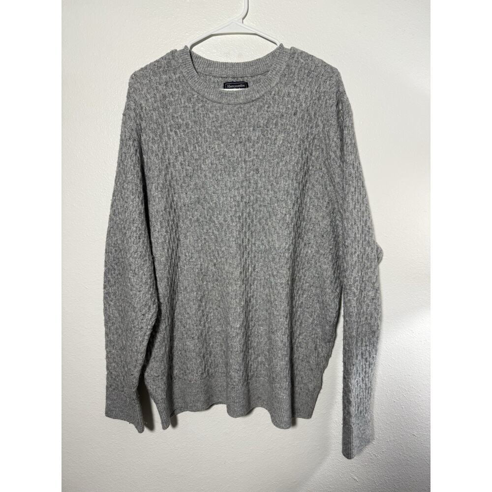 Abercrombie & Fitch Sweater Mens XXL Gray Cable Knit‎ Wool Blend Pullover Warm